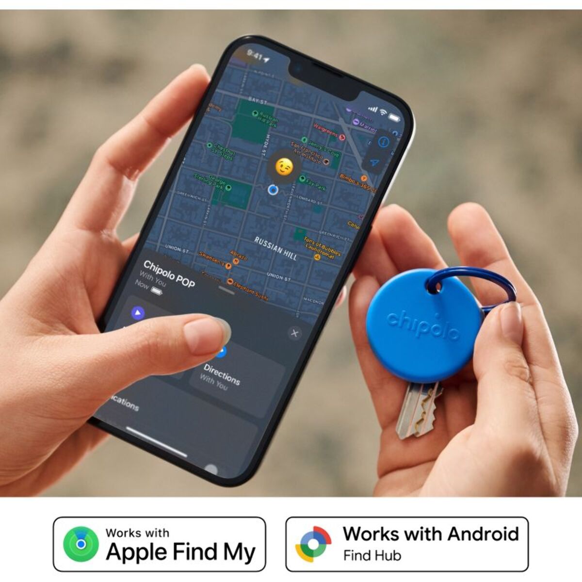 Tracker GPS CHIPOLO POP porte cléfs bleu