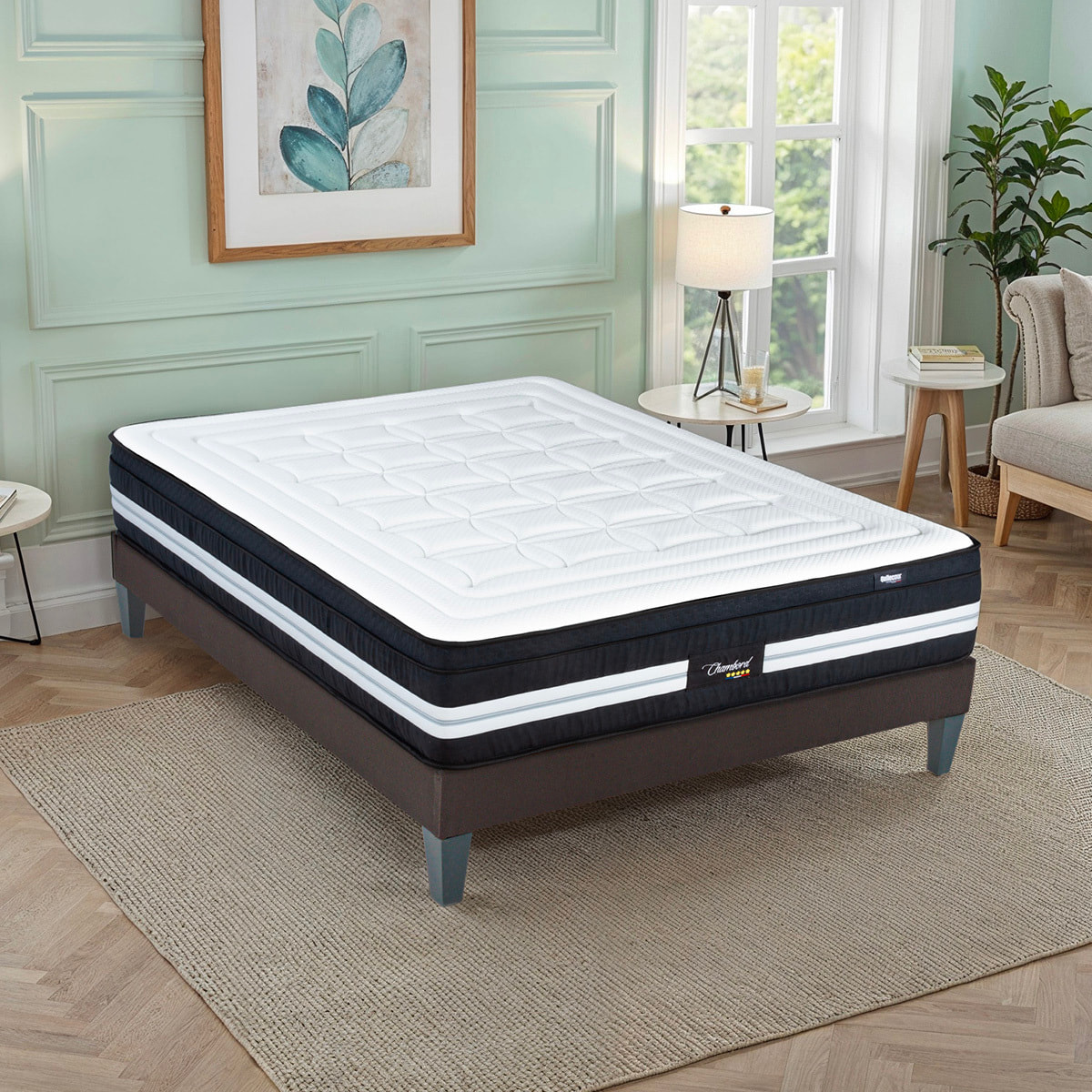 Ensemble Matelas Micro-ressorts Chambord avec sommier en bois