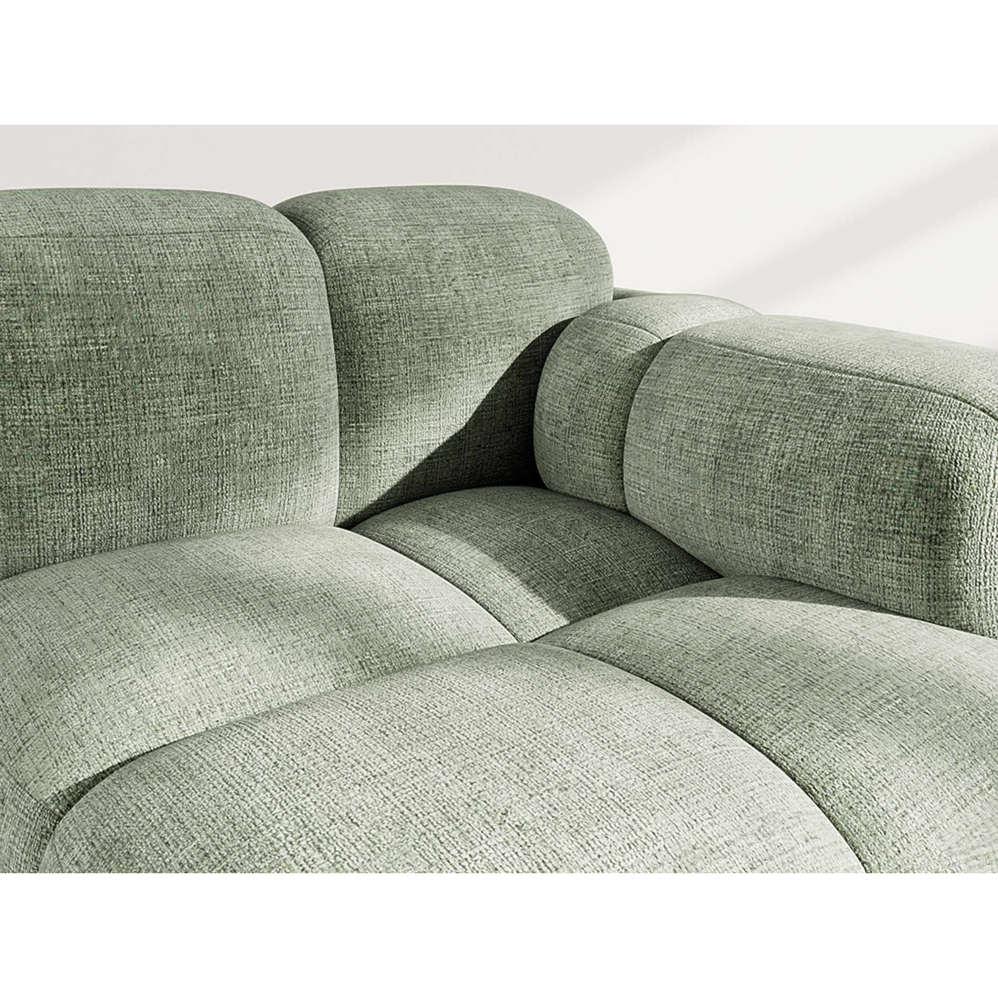 Grace - module d'assise droit en velours texturé - Vert sauge