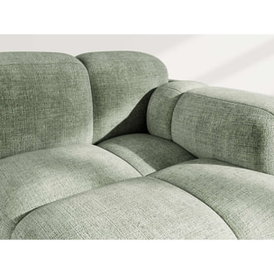 Grace - module d'assise droit en velours texturé - Vert sauge