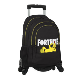 Fortnite Crazy Banana zaino primario doppio scomparto + trolley con protezione laterale e stopper anteriore, 4 ruote multidirezionali.