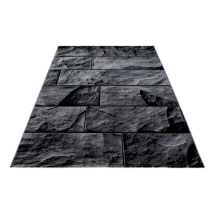 PARMA - Tapis à poils ras à motif noir - PAR9250NOI