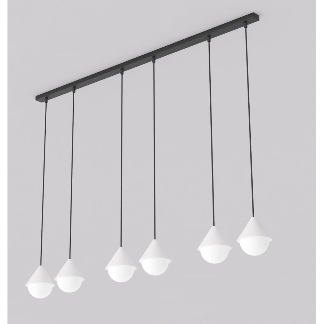 Lampada a sospensione GIRO in acciaio nero e vetro bianco