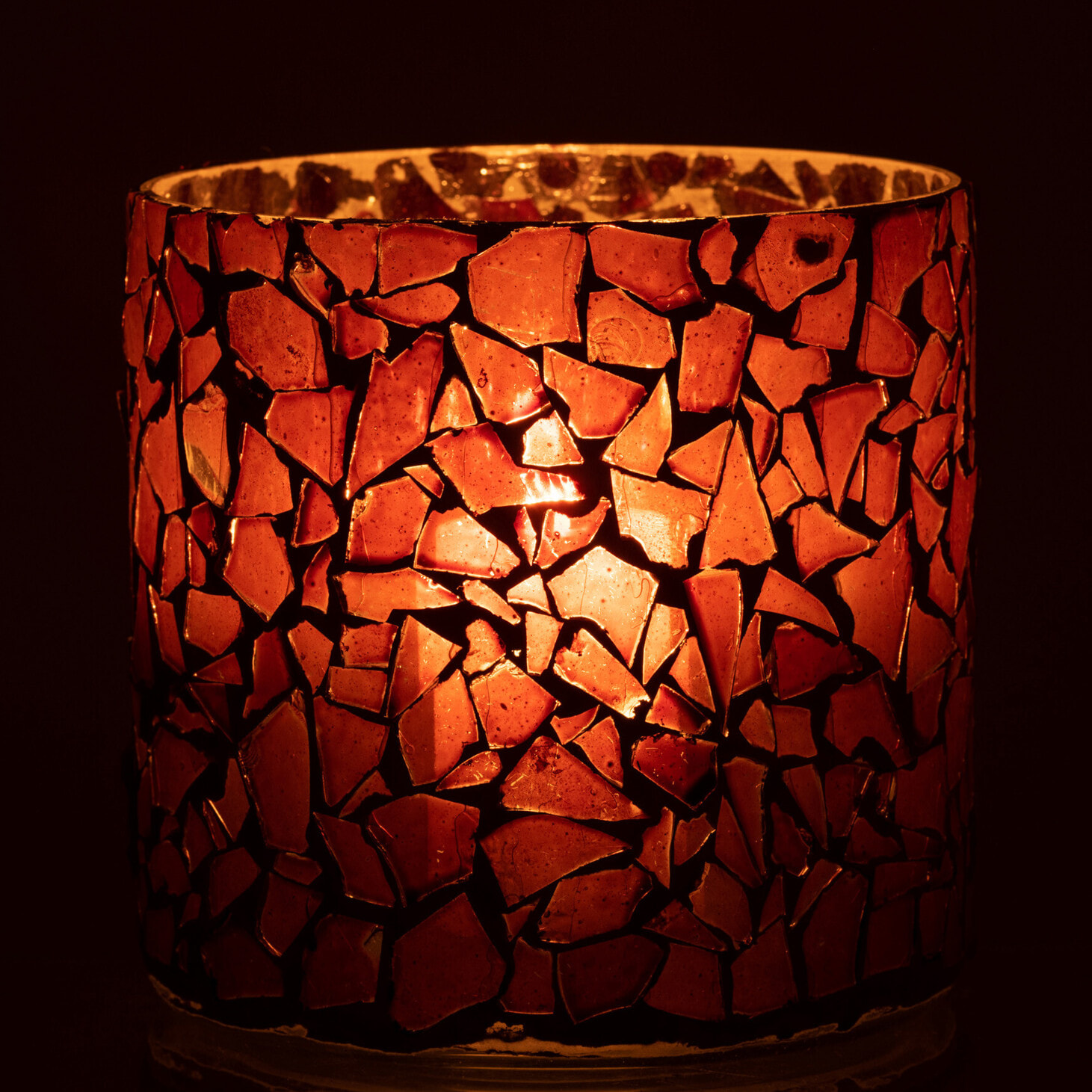 J-Line photophore Mosaïque - verre - brun - large