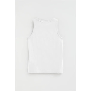Pack mujer de tres camisetas sin mangas azul marino, blanca y rosa palo de corte slim con bordado Rigby Go