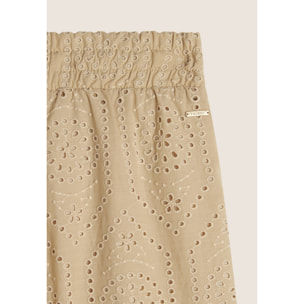 Pantaloni corti in mussola con dettagli Sangallo