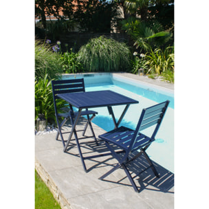 MARIUS - Lot de 2 chaises de jardin en aluminium bleu marine