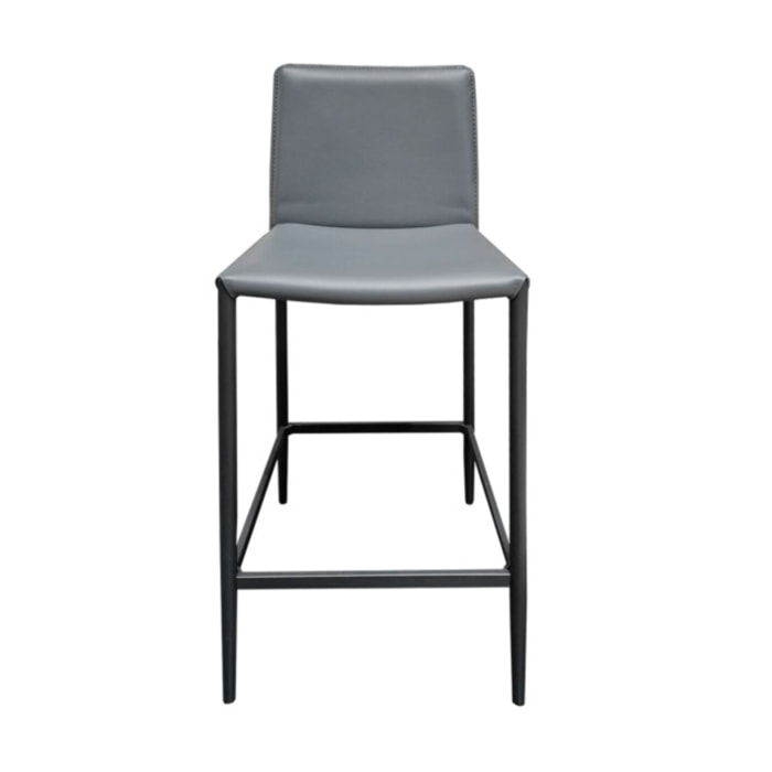 Chaise de bar avec dossier en simili & piétement en métal - SANDY