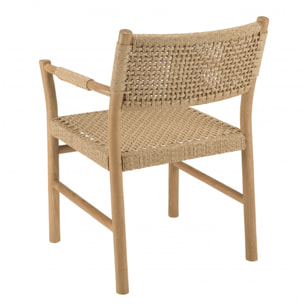 VALERIA - Lot de 2 fauteuils jardin accoudoirs teck rotin synthétique beige