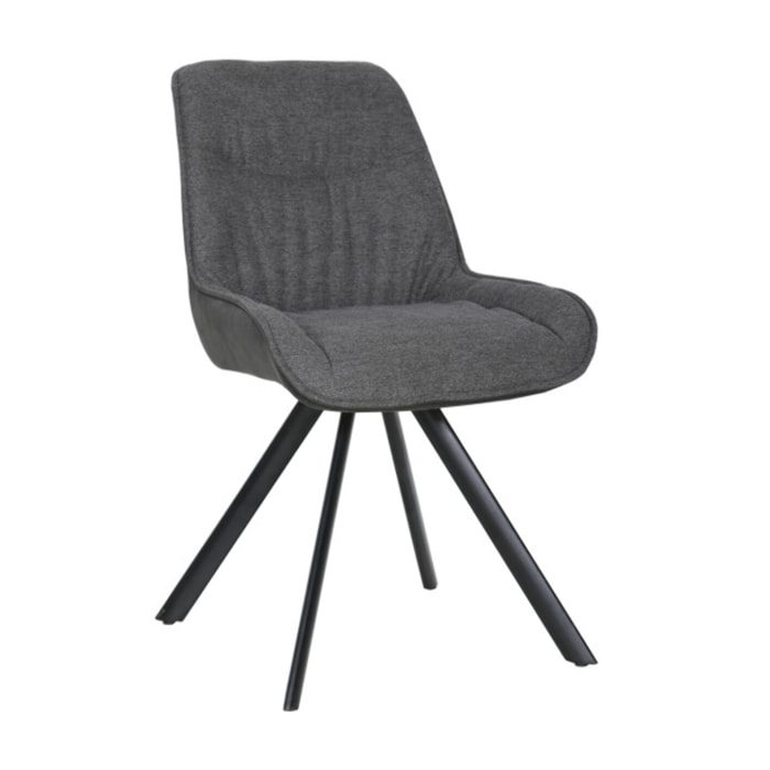 Chaise rotative 180° en tissu microfibre et pieds en métal - GABIN