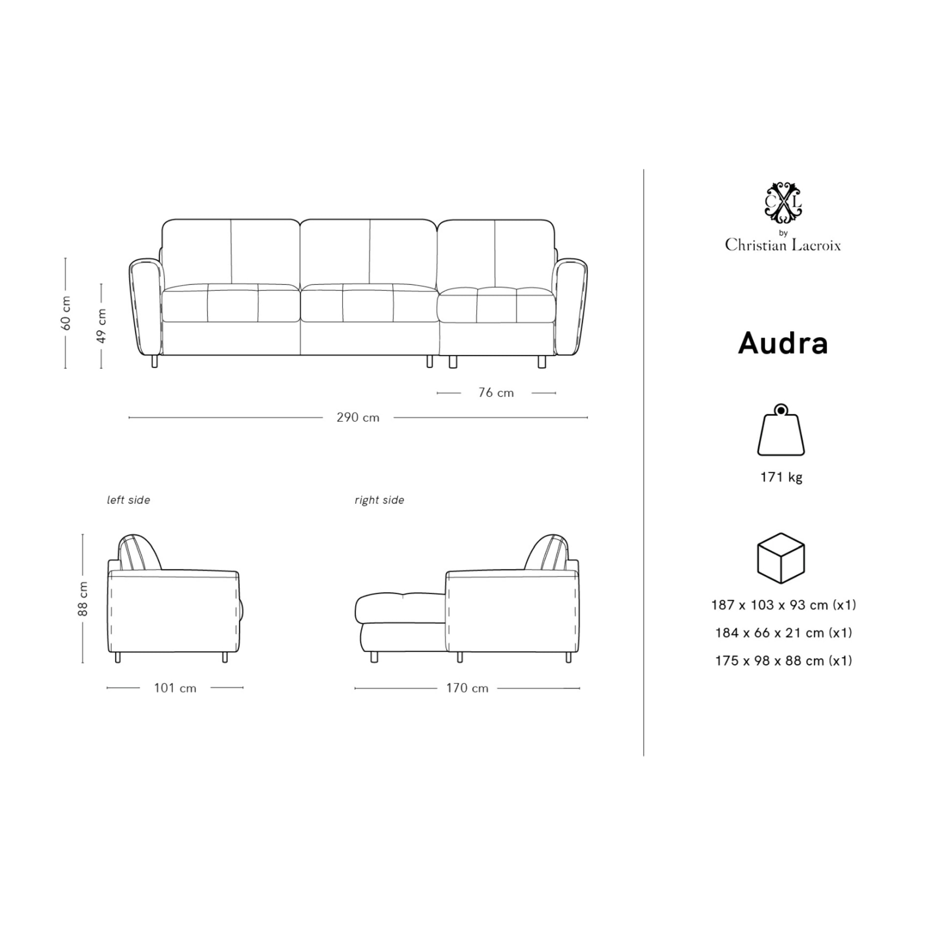 Canapé d'angle droit convertible avec coffre de rangement "Audra" 5 places en velours noir