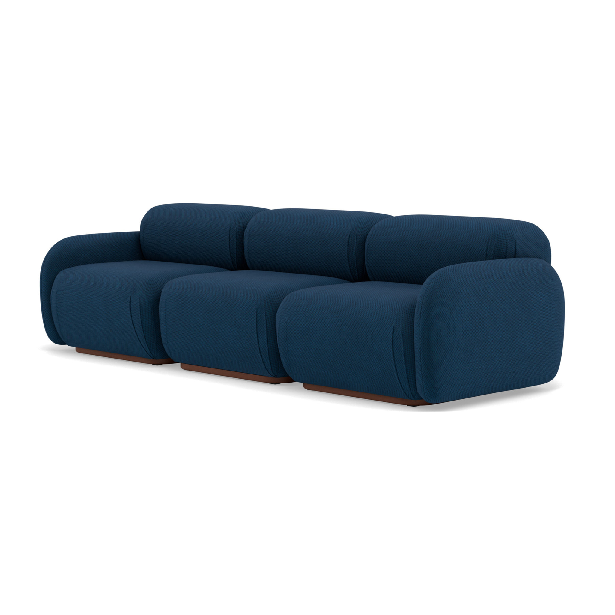 Penelope - canapé droit modulable 3 places en velours texturé - Bleu