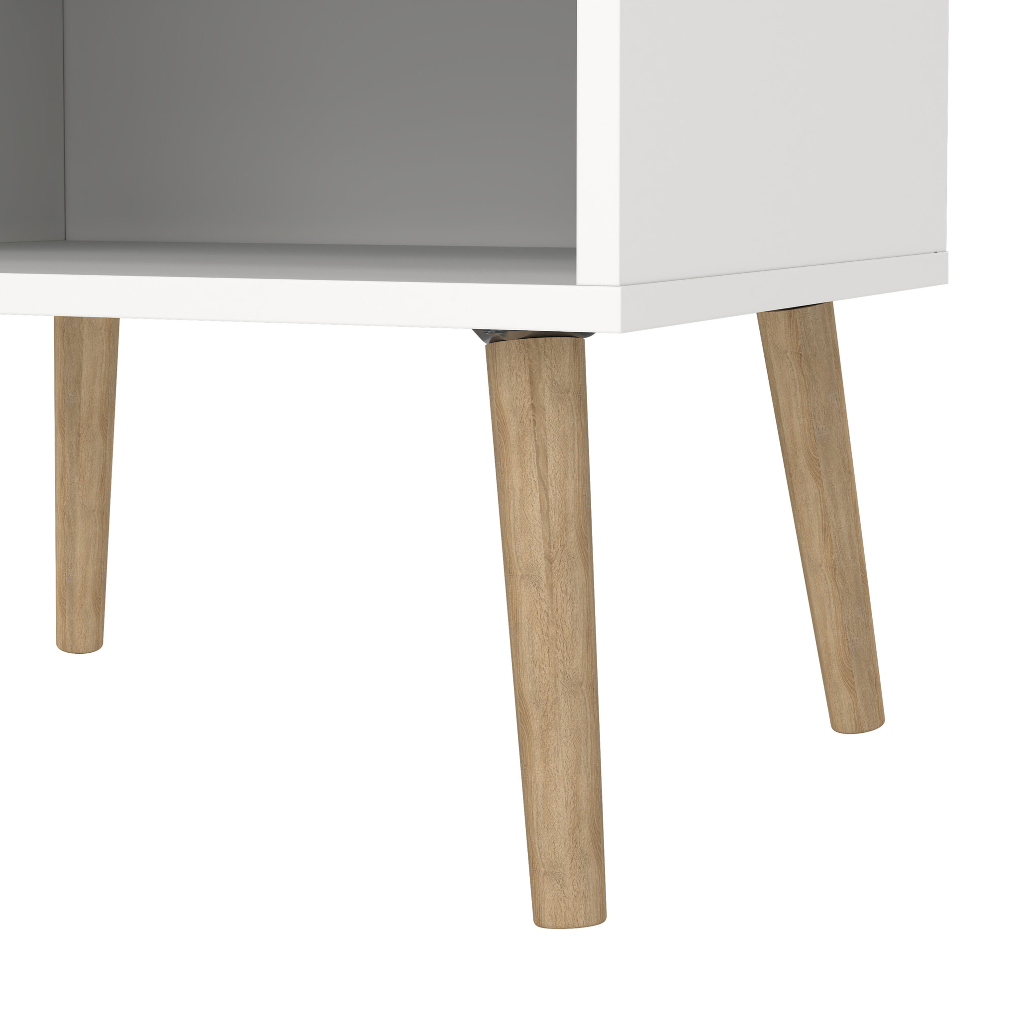 Mesita de Noche "Tajo" - 1 Cajón - Blanco y Roble patinado