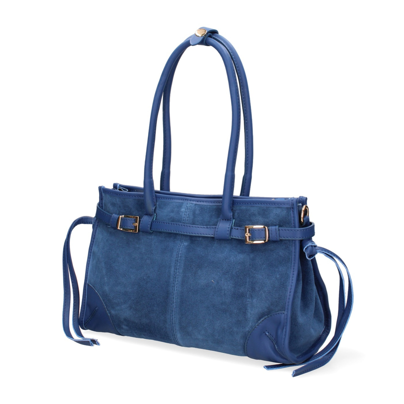 Borsa a spalla da donna Made in Italy - Modello Novara Ultra - Pelle scamosciata - 31.5 x 20.0 x 14.0 cm
