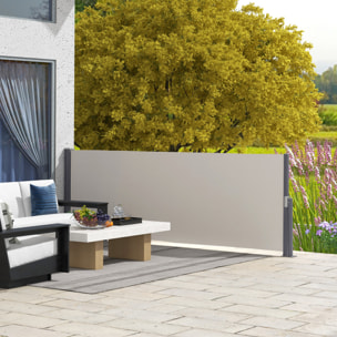 Store latéral brise-vue paravent rétractable dim. 3L x 1H m gris clair