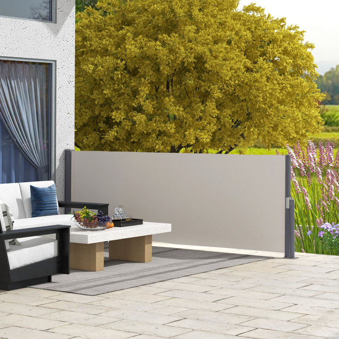 Store latéral brise-vue paravent rétractable dim. 3L x 1H m gris clair