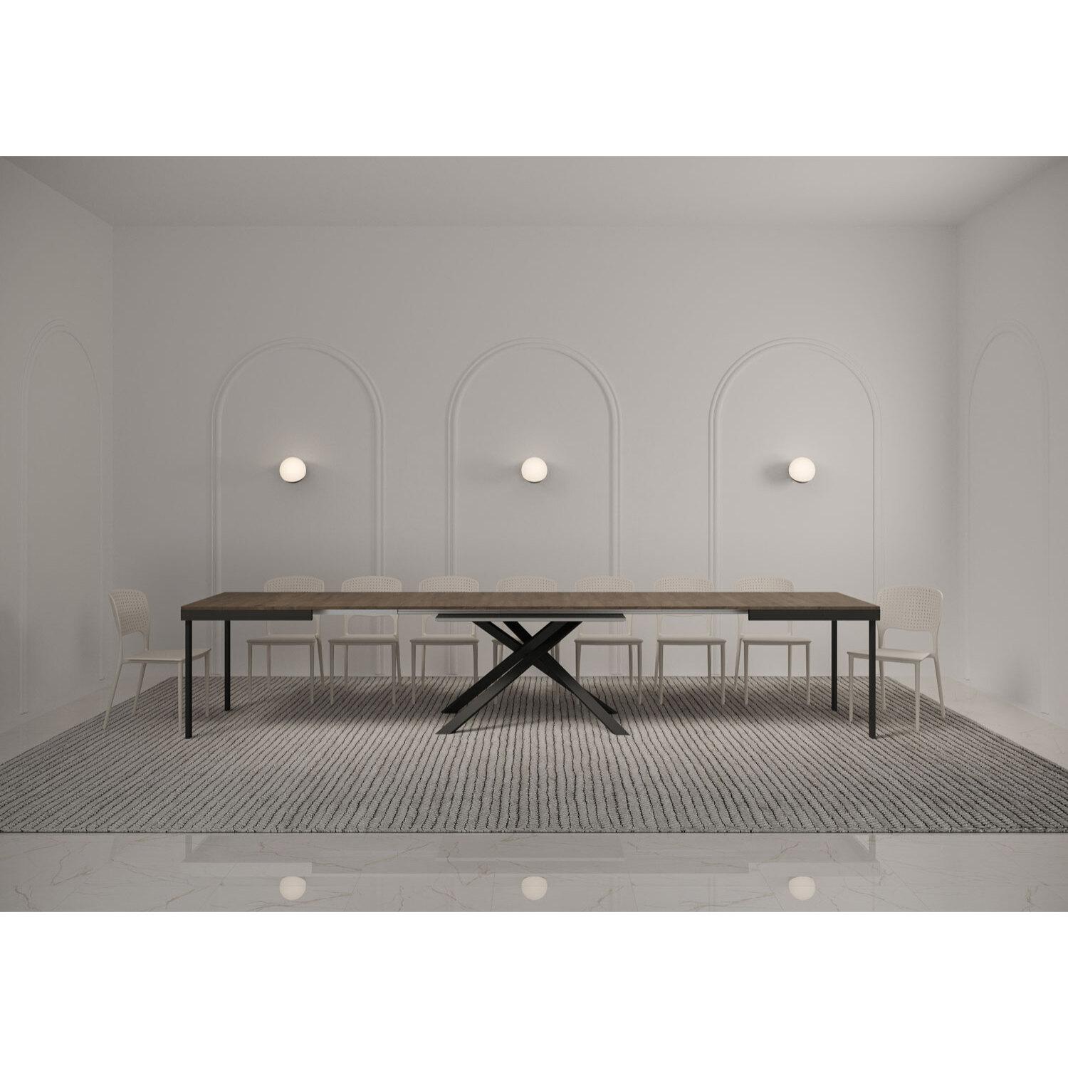 Table extensible 90x160/420 cm Karida Evolution noyer cadre anthracite