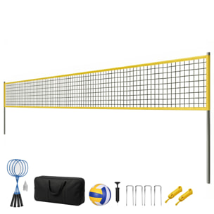 Ensemble volley-ball badminton hauteur filet réglable ballon 4 raquettes 4 volants lignes sac