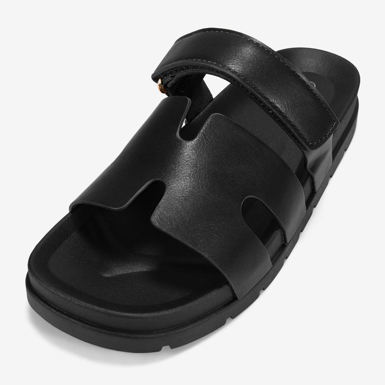 Sandalias planas negras destalonadas con velcro