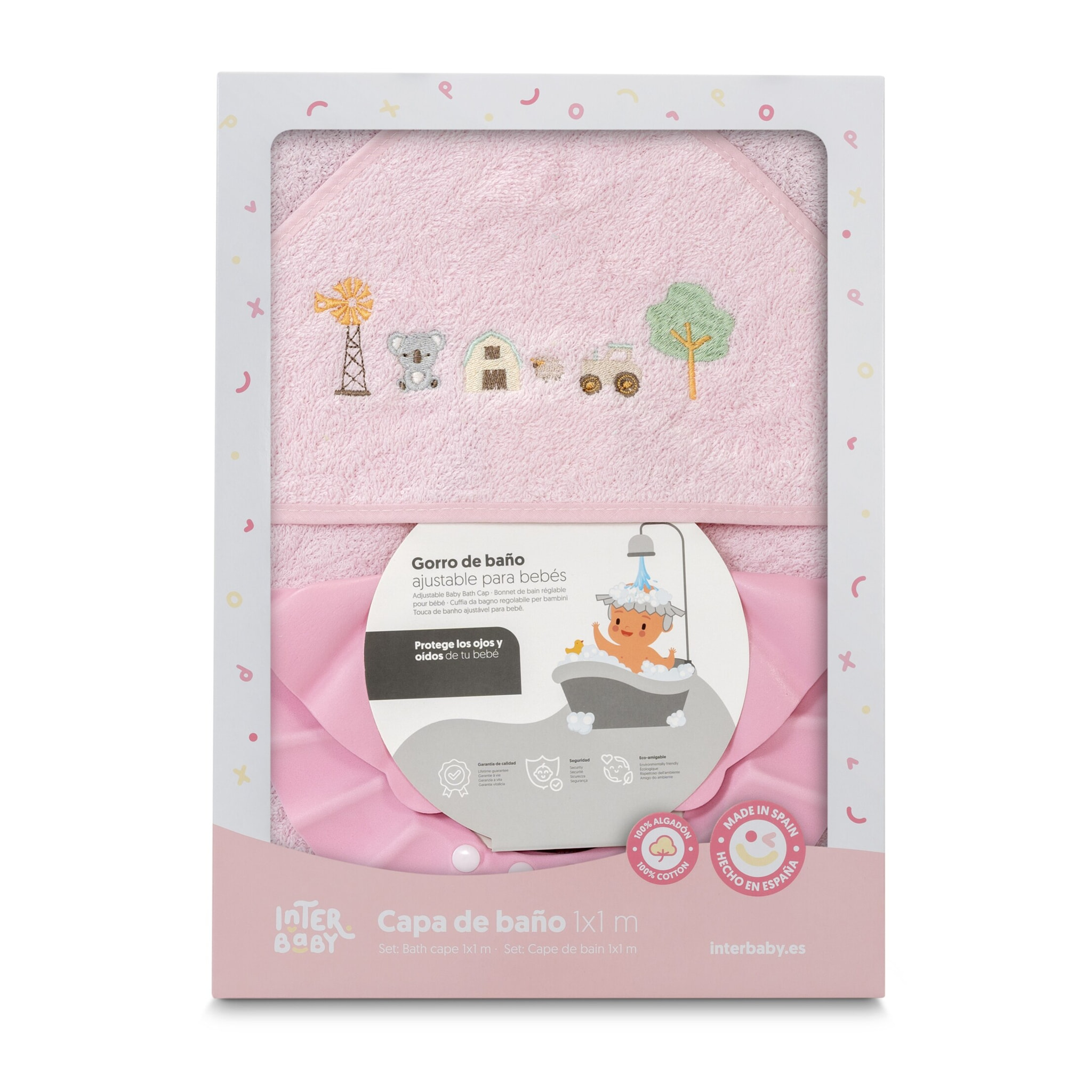 Capa Baño 1X1 Mod Granja Koala+ Gorro Rosa