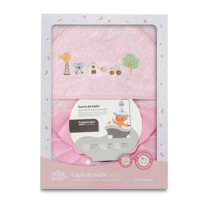 Capa Baño 1X1 Mod Granja Koala+ Gorro Rosa