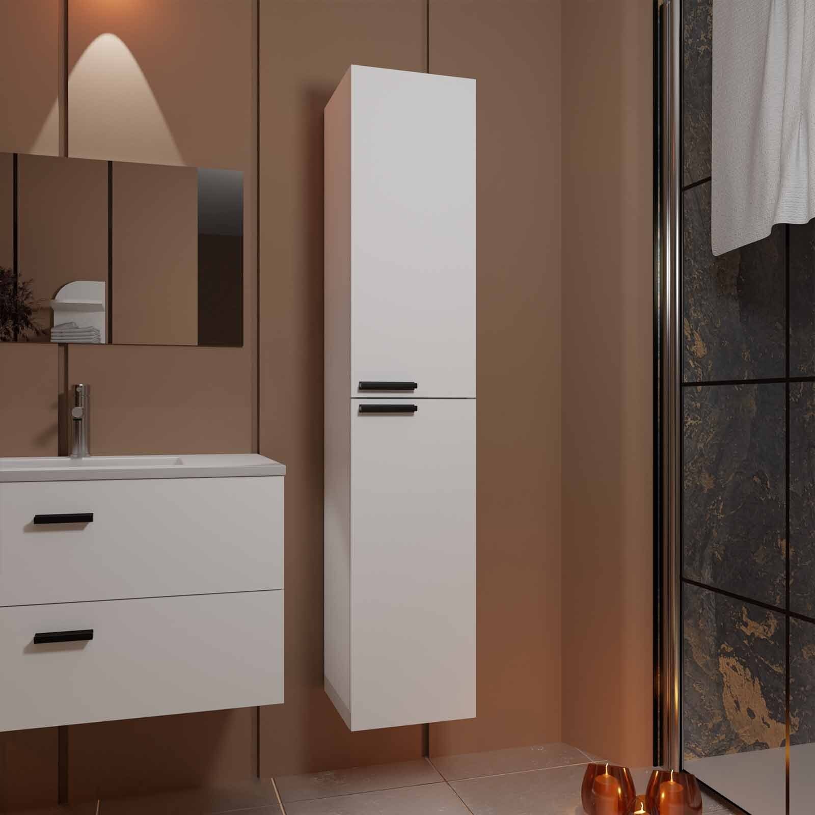Colonne Blanche 30x30x150 cm - Bois MDF Blanc Brillant - BOX-IN
