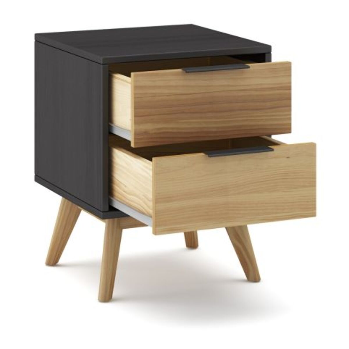 Mesita de noche Numa 2 cajones Gris Alpino - Oak