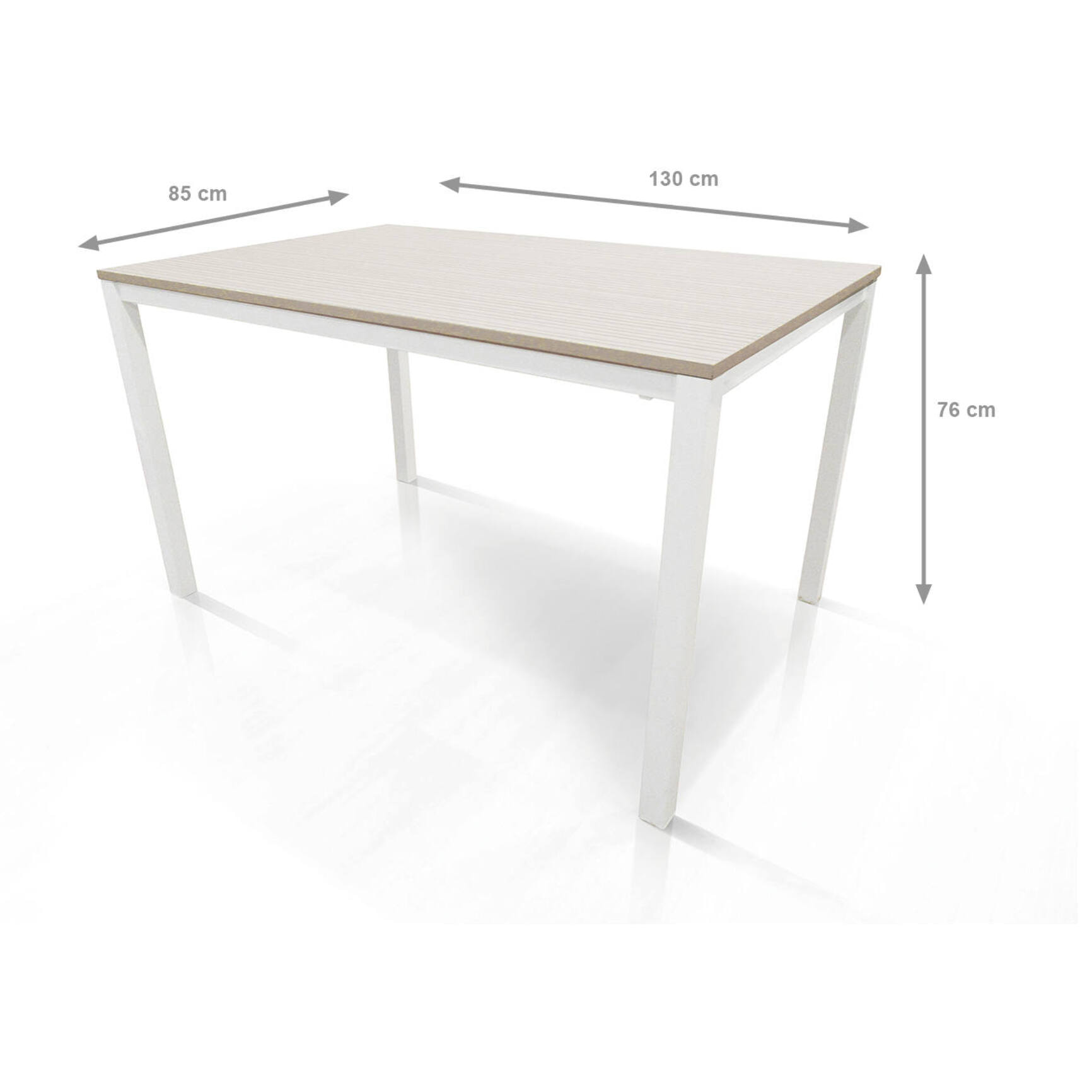 Tavolo allungabile in metallo verniciato e piano in laminato, 130 x 85 x 76, Bianco
