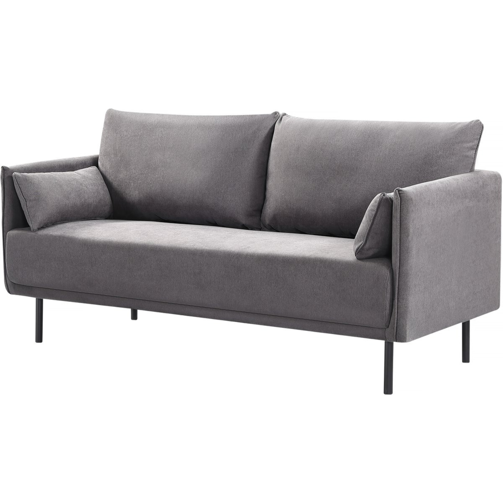 Canapé fixe tissu "Rudy" - 180.5 x 78 x 52 cm - 3 places - Gris foncé