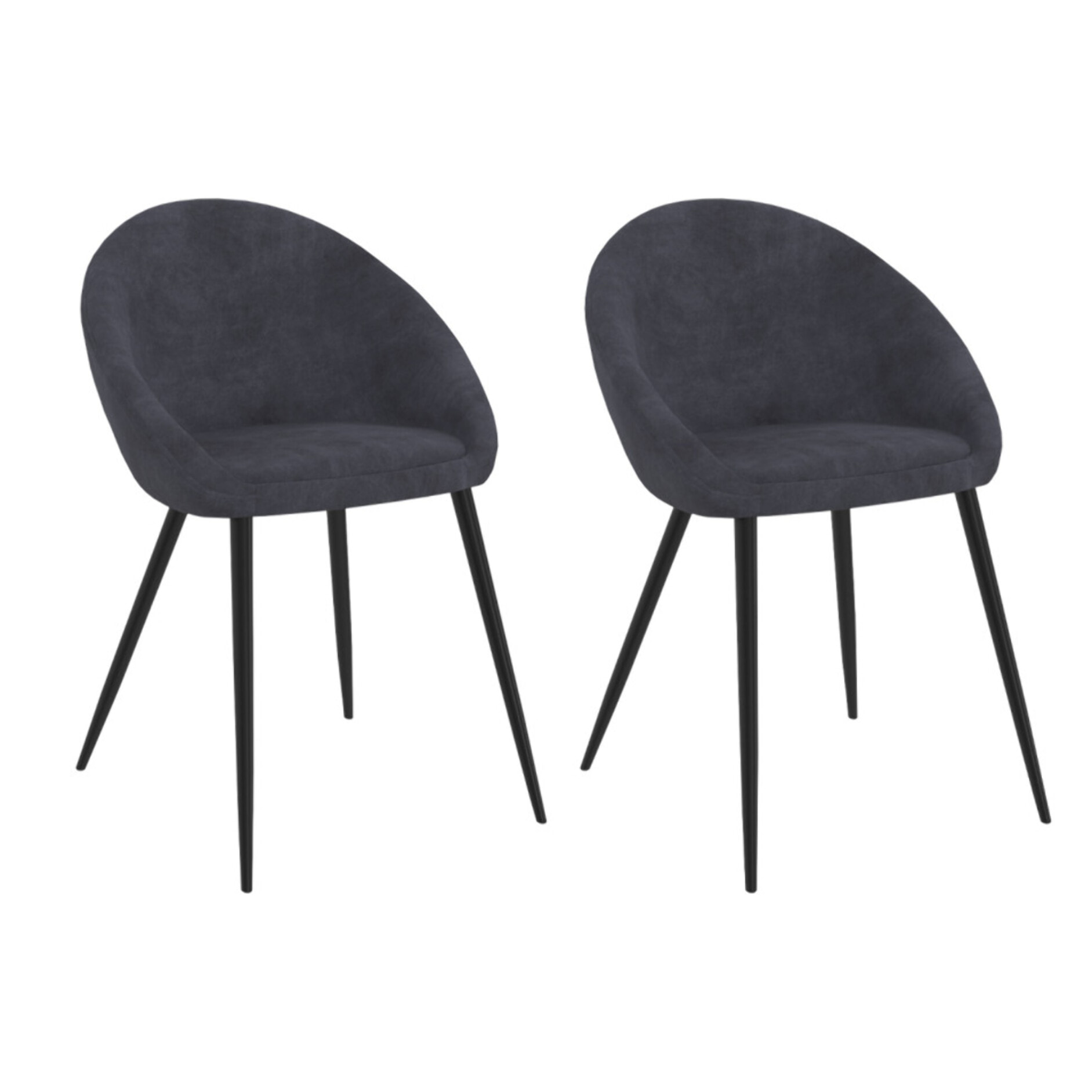 Chaises Dory velours gris pieds métal noirs - lot de 2