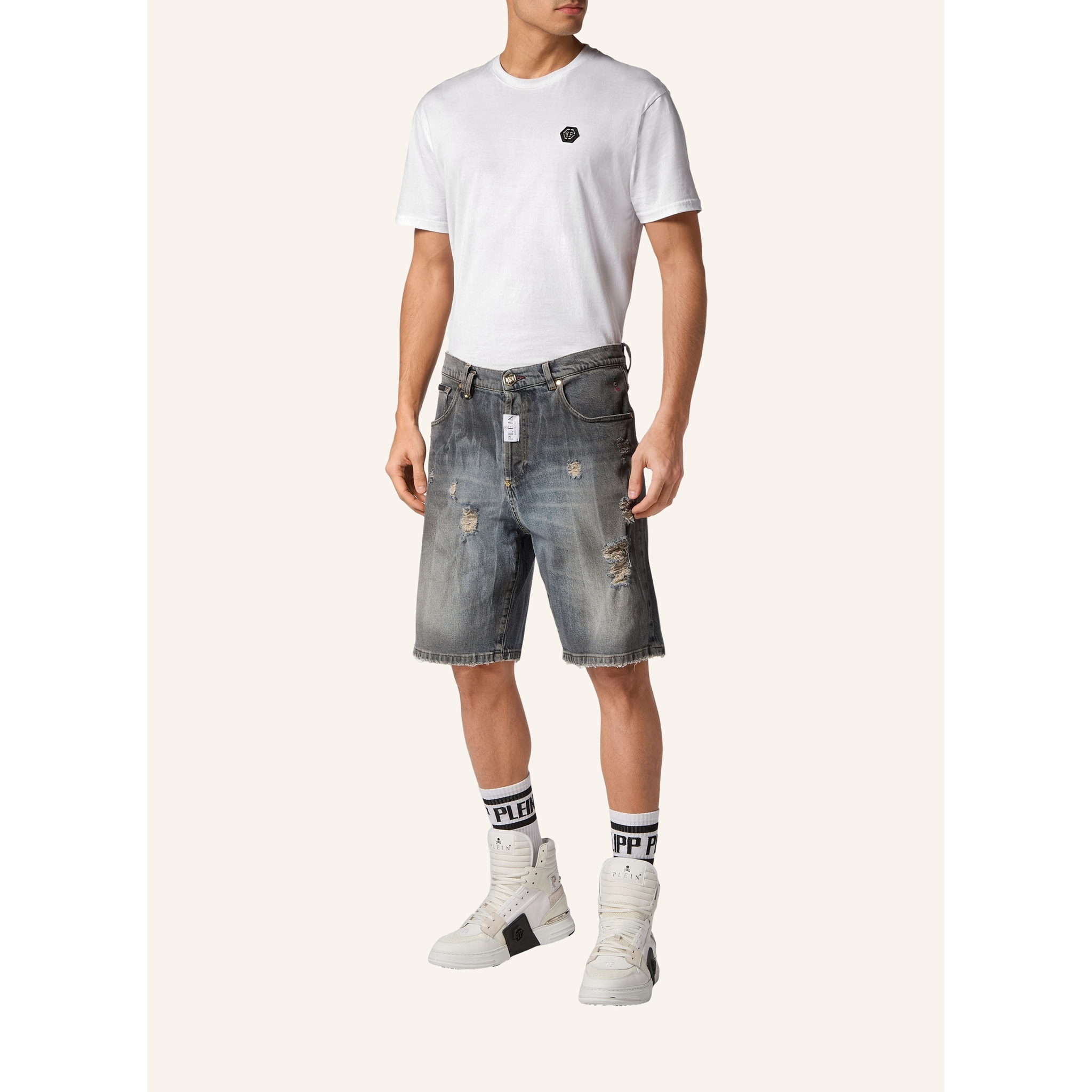 PHILIPP PLEIN DENIM SHORTS