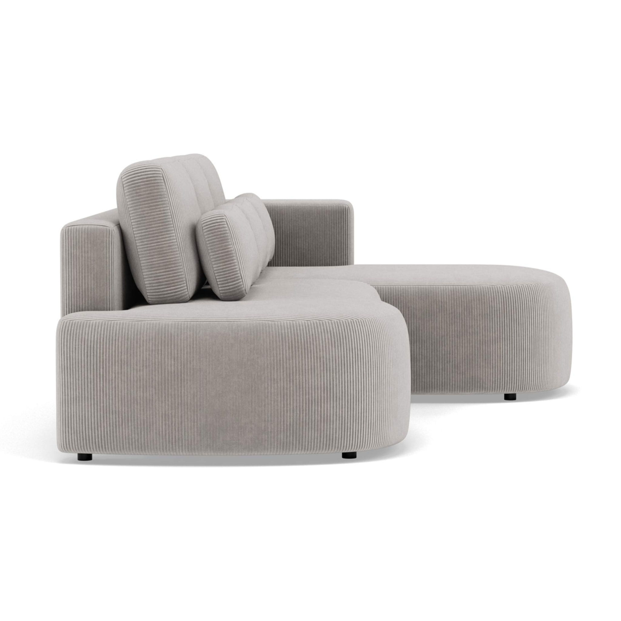 Mahina - canapé d'angle droit 4 places convertible avec coffre en velours côtelé - Gris clair