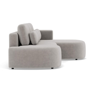 Mahina - canapé d'angle droit 4 places convertible avec coffre en velours côtelé - Gris clair