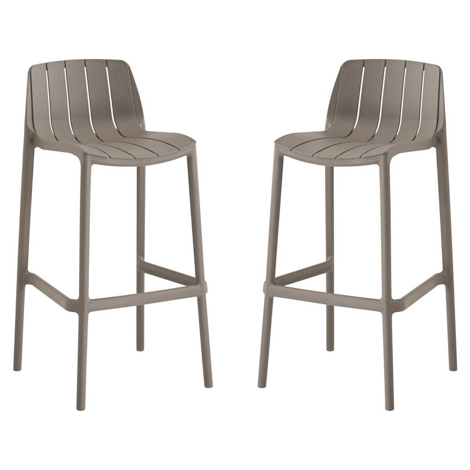 Lot de 2 chaises hautes de jardin empilable "Vaena" - Taupe
