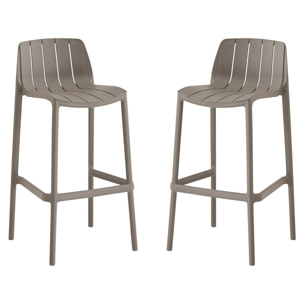 Lot de 2 chaises hautes de jardin empilable "Vaena" - Taupe