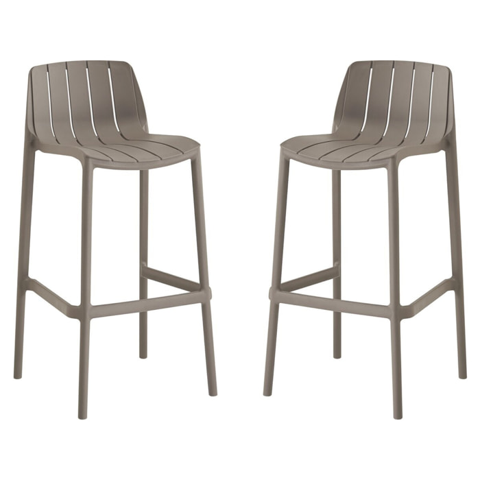 Lot de 2 chaises hautes de jardin empilable "Vaena" - Taupe