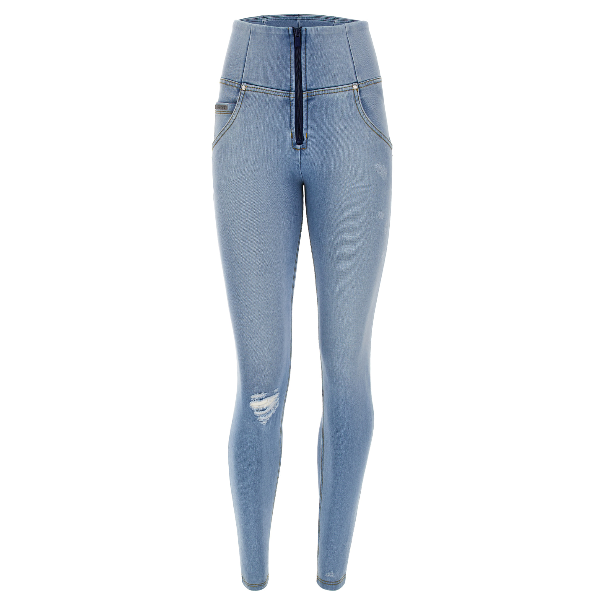 Jeans push up WR.UP® superskinny con vita alta in denim navetta con strappi