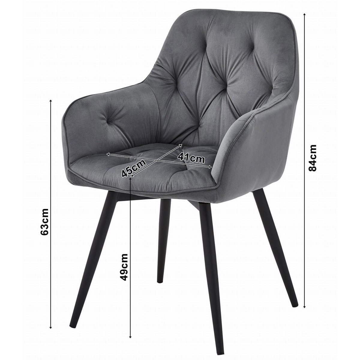 Sedia Girevole JORK360 in Velluto Nero con Gambe in Metallo