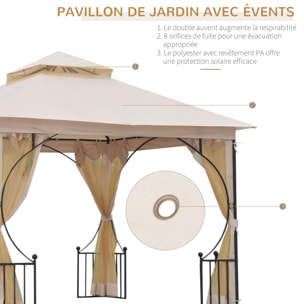 Pavillon de jardin tonnelle style colonial beige noir