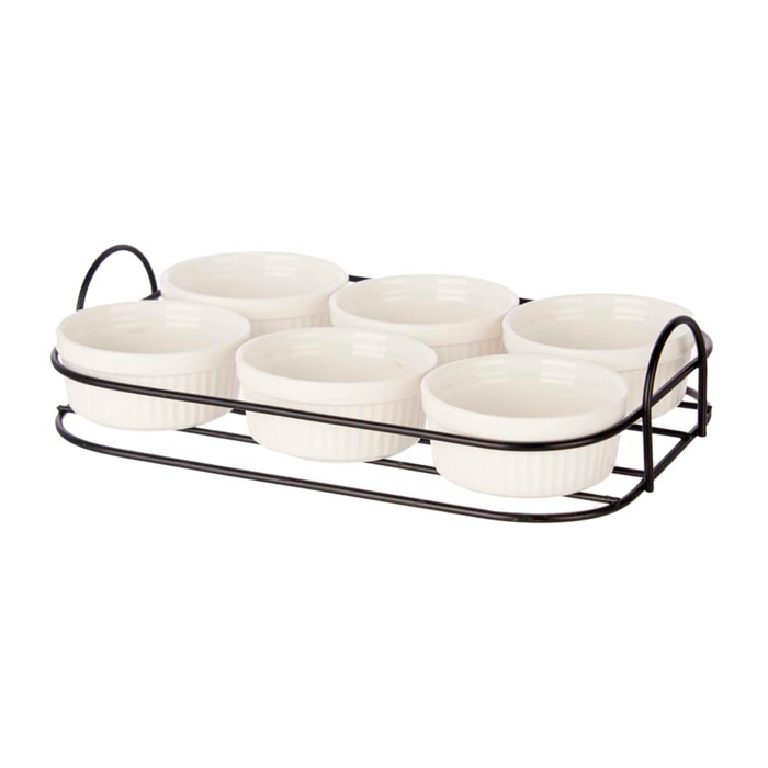 SET 6 PZS APERITIVO CON SOPORTE PORCELANA