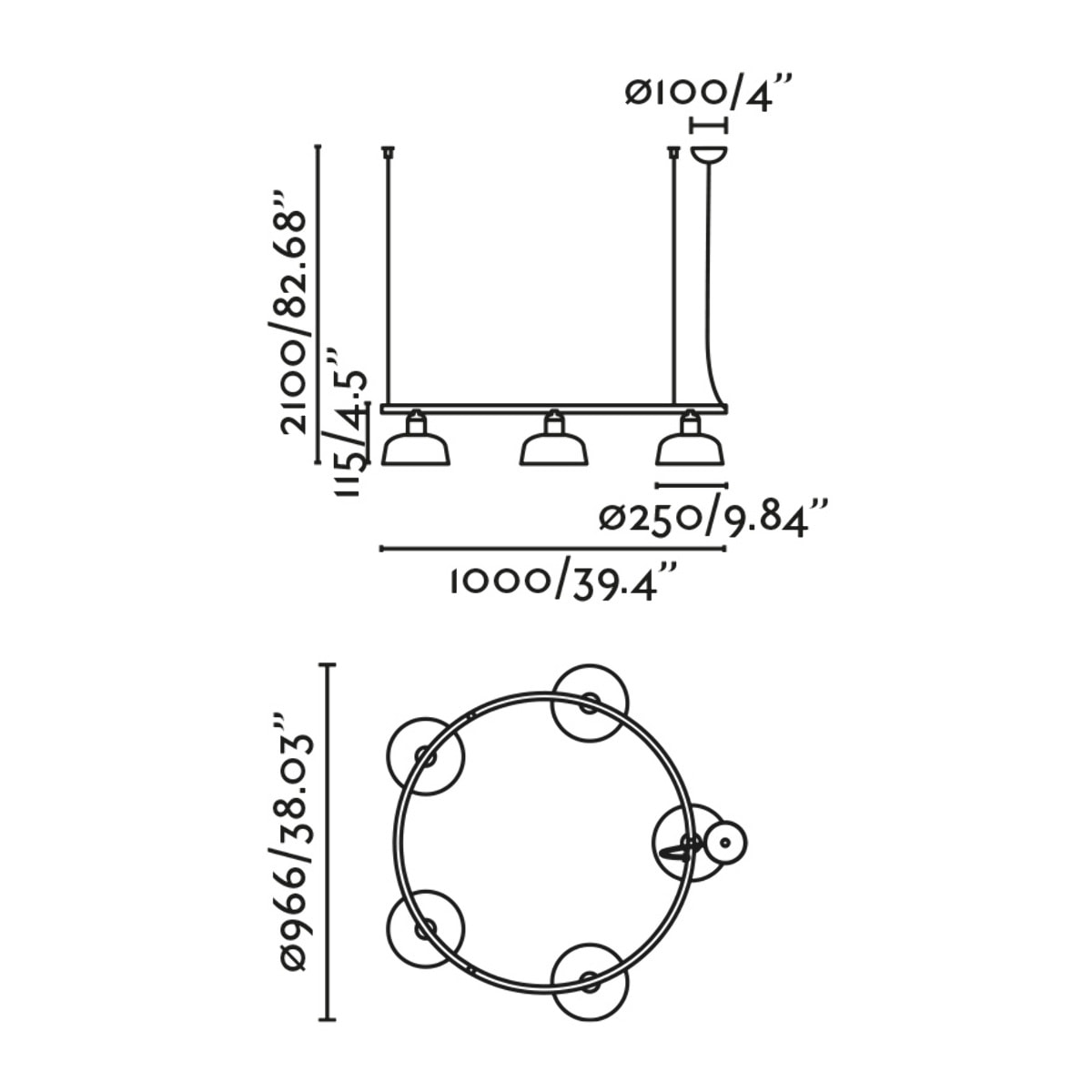 TATAWIN M Lampe suspension circulaire noire