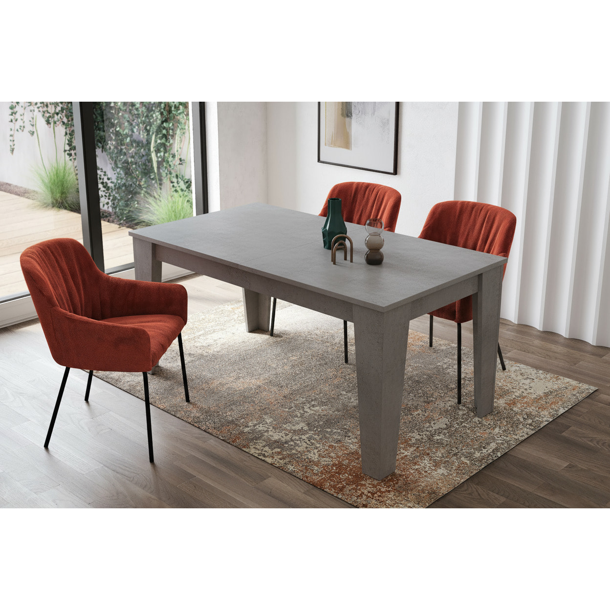 Tavolo da Pranzo Allungabile Da 160 A 220 Cm Gambe a Spillo Design Moderno 10 Posti Melaminico Estensibile Guide In Metallo Salotto Soggiorno Grigio