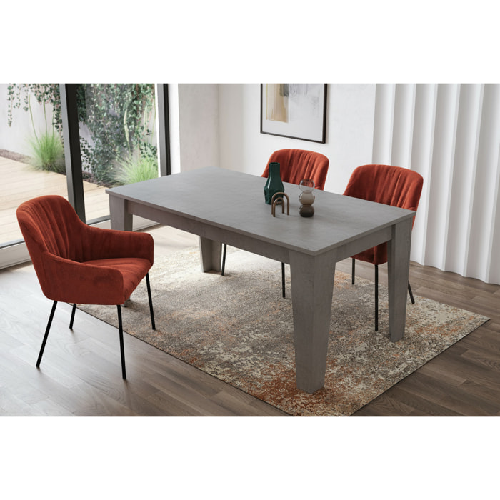 Tavolo da Pranzo Allungabile Da 160 A 220 Cm Gambe a Spillo Design Moderno 10 Posti Melaminico Estensibile Guide In Metallo Salotto Soggiorno Grigio