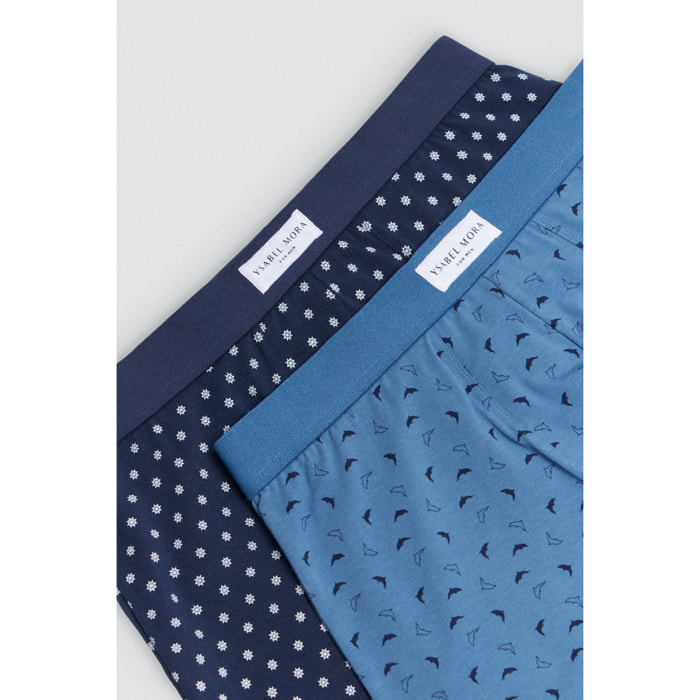 Boxer in maglia con apertura stampata