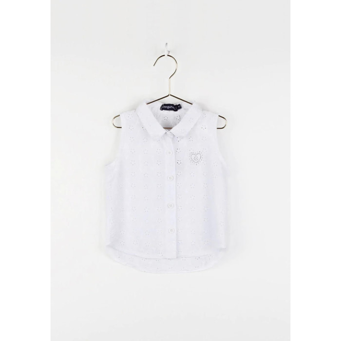 Camisa de Niña Troquelada Blanco