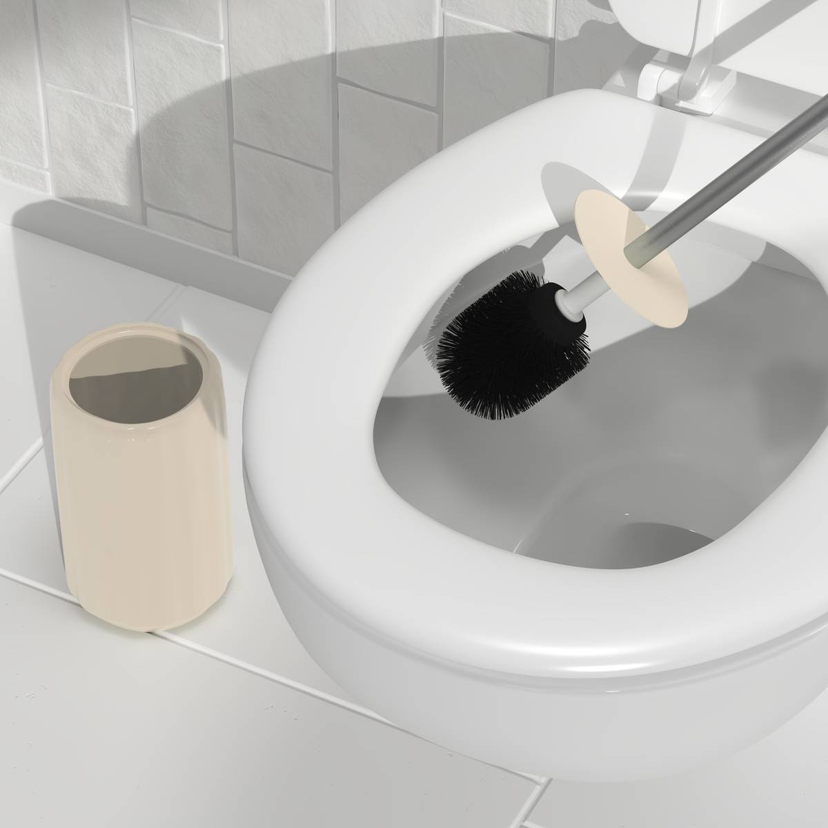 Brosse WC Colorama en céramique H.40cm beige