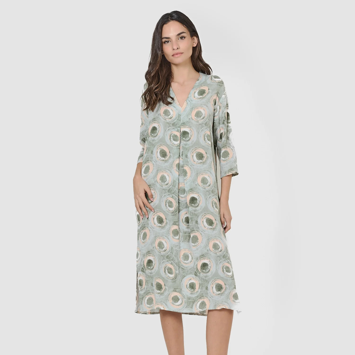 Vestido midi bambula detalles plisados simila verclaro