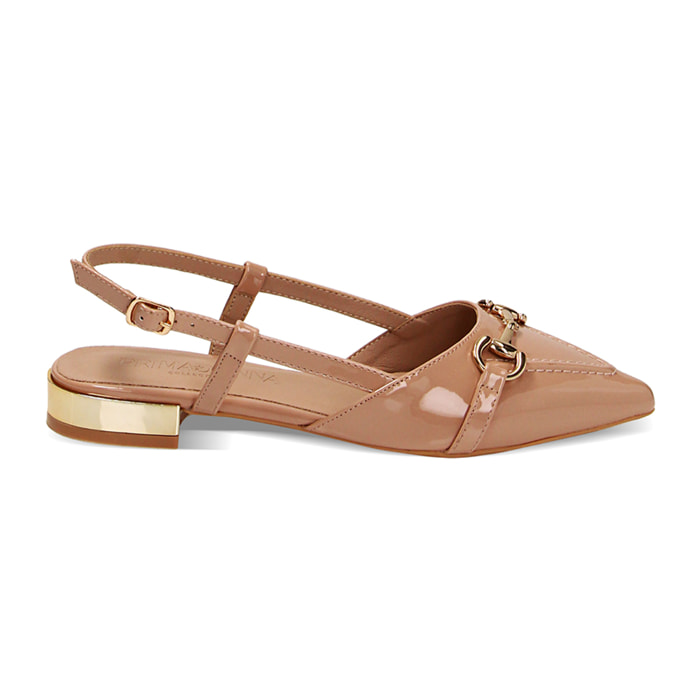 Ballerine slingback nude in vernice