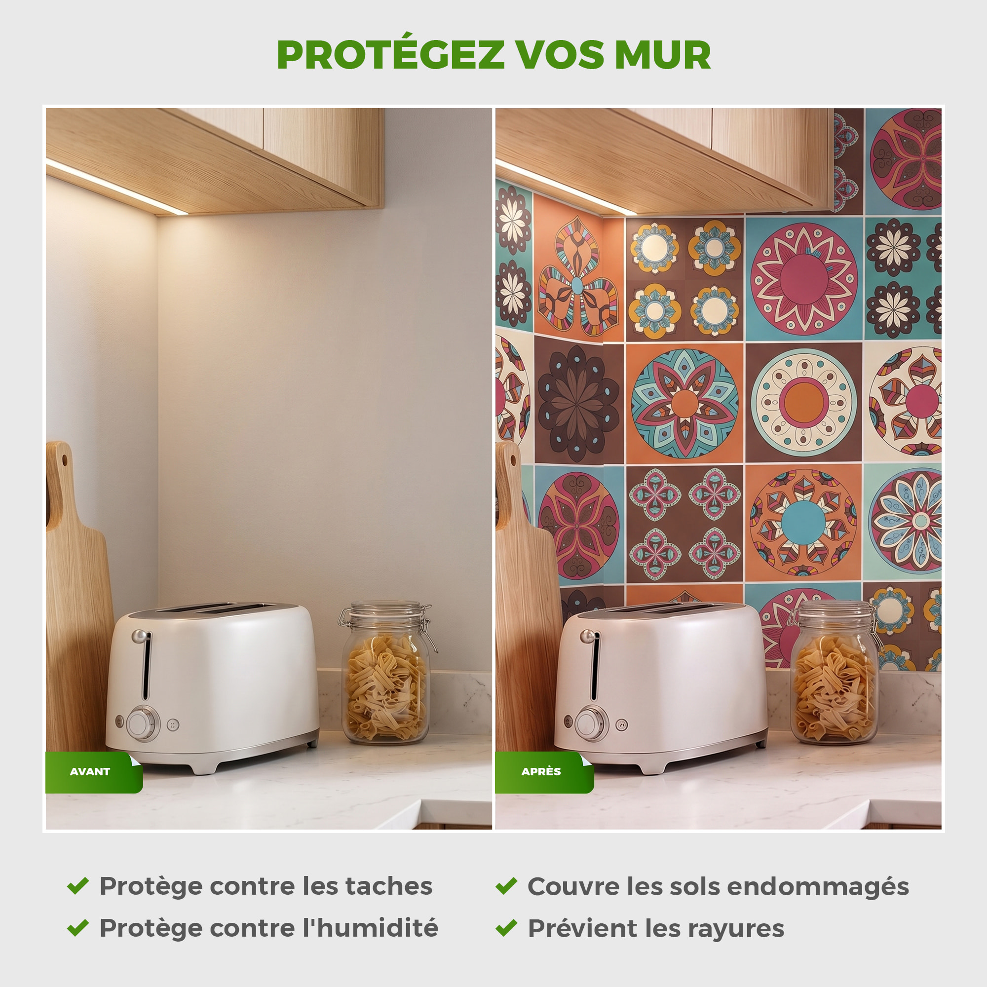 Stickers muraux - Sticker Mural Carrelage adhésif Cuisine Salle de Bain - 12 STICKERS CARRELAGES AZULEJOS OVIEDO