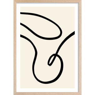 Affiche line art bold I Affiche + cadre en bois - Chêne